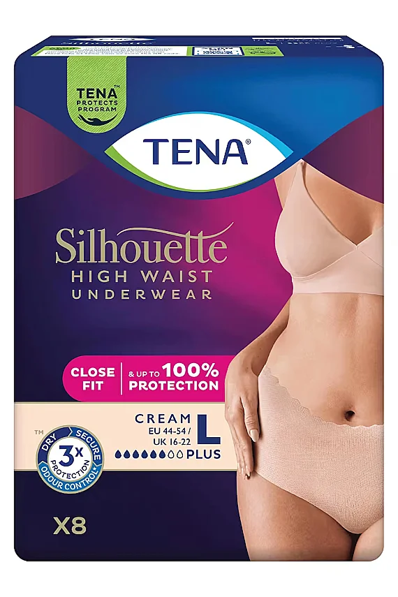 TENA Kadın Yüksek Bel Ten Emici Külot L (Large) – 8’li Paket - 1