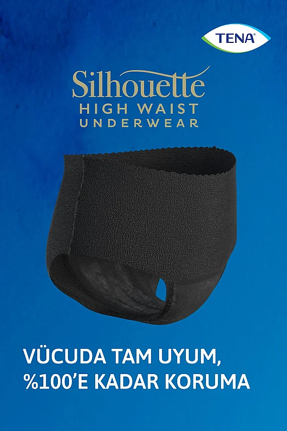 Tena Silhouette Plus Kadınlara Özel Yüksek Bel Emici Külot Siyah Large 8 li - 2