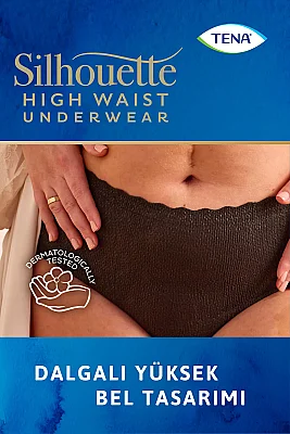 Tena Silhouette Plus Kadınlara Özel Yüksek Bel Emici Külot Siyah Large 8 li - 3