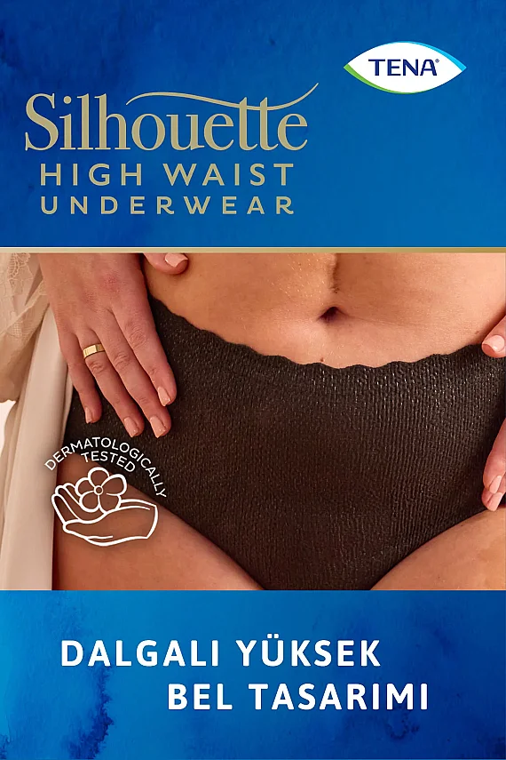 Tena Silhouette Plus Kadınlara Özel Yüksek Bel Emici Külot Siyah Large 8 li - 3