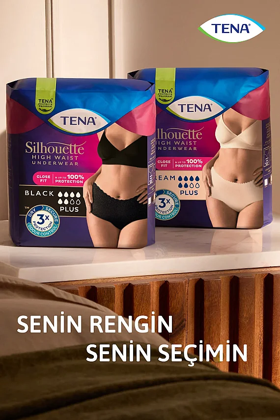Tena Silhouette Plus Kadınlara Özel Yüksek Bel Emici Külot Siyah Large 8 li - 6