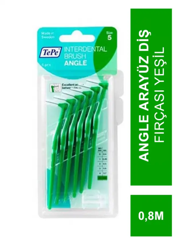 Tepe Angle Arayüz Diş Fırçası 0.8mm Yeşil 6 lı Paket - 1