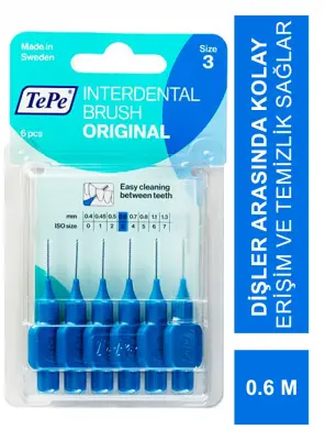 TEPE Blister Arayüz Diş Fırçası Mavi 0.6 mm 6 lı - TePe