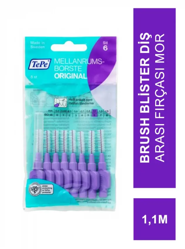 TEPE Interdental Brush Arayüz Fırçası 1.1 mm 8 adet - 1