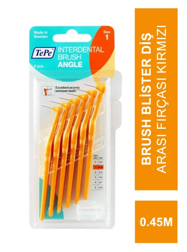 TEPE İnterdental Brush Arayüz Fırçası Angle Turuncu 0.45 mm 6 lı - 1