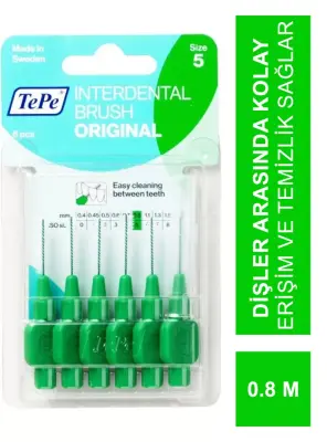 TEPE İnterdental Brush Arayüz Fırçası Yeşil 0.8 mm 6 lı - TePe