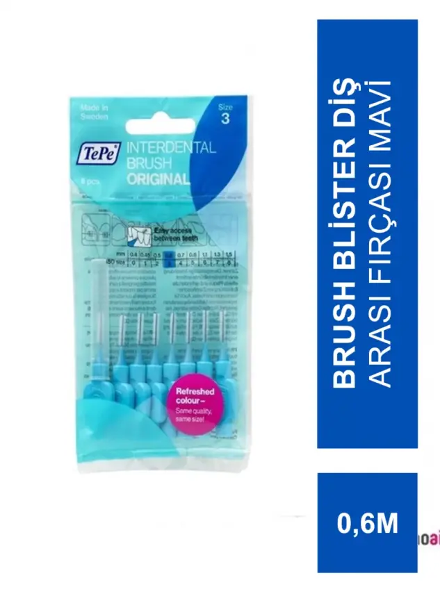 TePe İnterdental Brush Blister Diş Arası Fırçası Mavi 0.6 mm 8'li - 1
