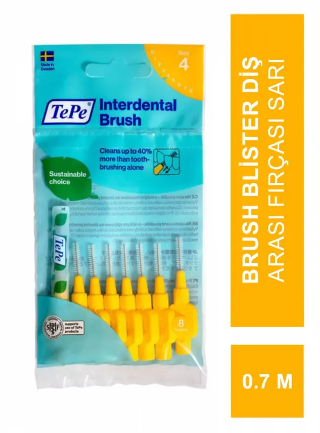 TEPE İnterdental Brush Blister Diş Arası Fırçası Sarı 0.7 mm 8'li - 1