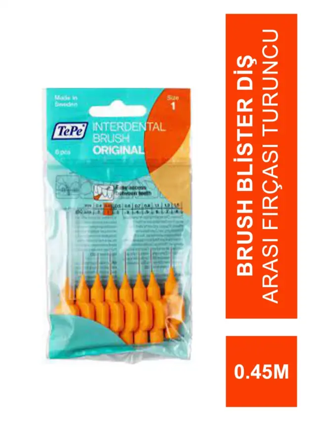 TePe İnterdental Brush Blister Diş Arası Fırçası Turuncu 0.45 mm 8'li - 1