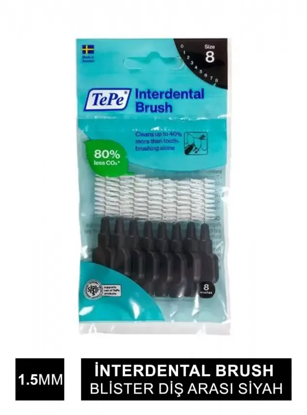 TEPE İnterdental Brush Blister Diş Arası Siyah 1.5mm 8'li - 1