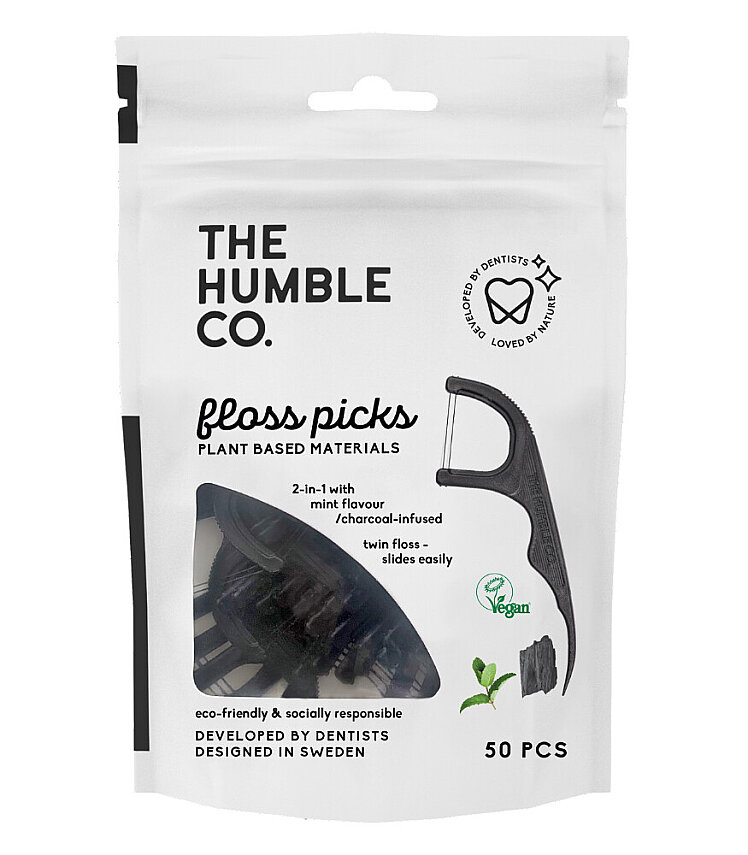 The Humble Co Kürdanlı Diş İpi 50 Adet - Kömür - 1