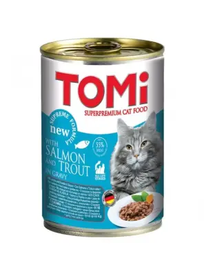 Tomi Somonlu & Alabalıklı Gravy Soslu Kedi Konservesi 400Gr - Tomi