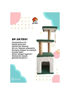 Üç Katlı Tırmalamalı Kedi Evi - DİĞER