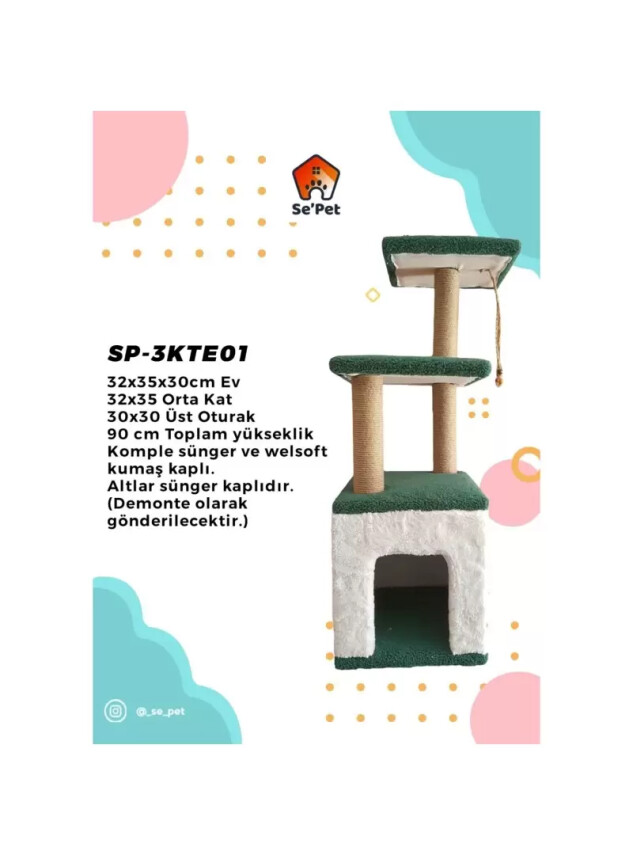 Üç Katlı Tırmalamalı Kedi Evi - DİĞER