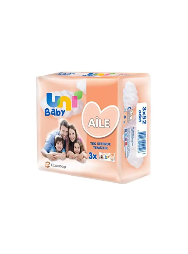 Uni Baby Aile Islak Mendil 3x52 Adet - Uni Baby