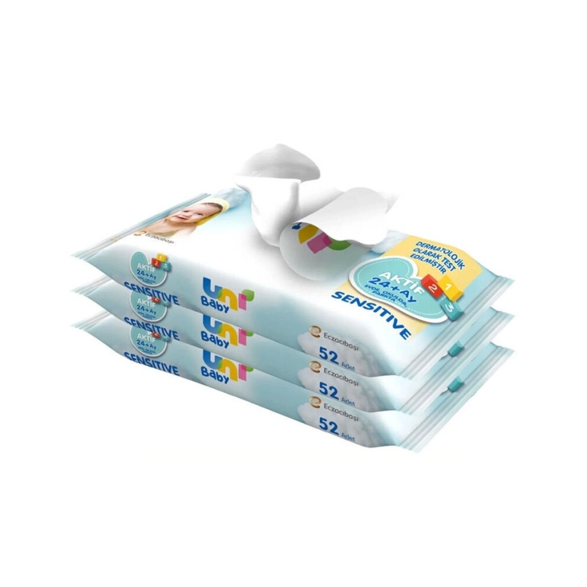 Uni Baby Aktif 24+ Ay Islak Mendil 52 Yaprak - 3 Adet - 1