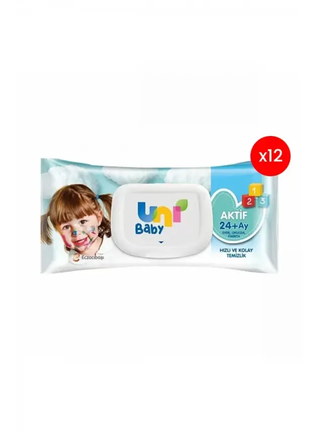 Uni Baby Aktif Simple Clean 24+ Ay Islak Mendil 12x52 Adet - 1