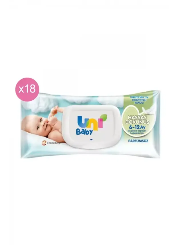 Uni Baby Hassas Dokunuş 6-12 Yaş Islak Mendil 18x52 adet - 1