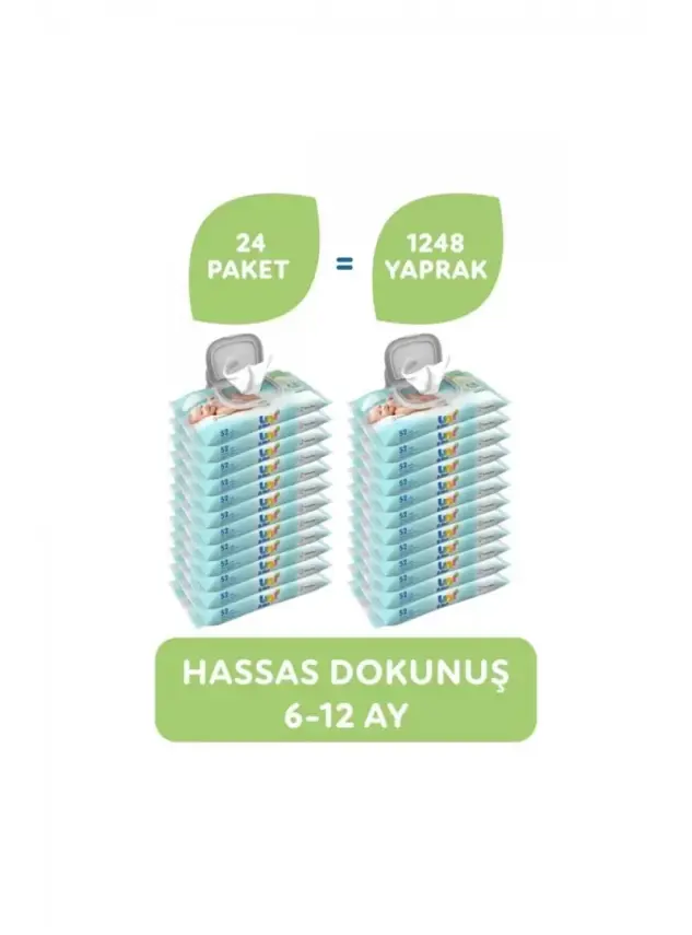 Uni Baby Hassas Dokunuş 6-12 Yaş Islak Mendil 24x52 adet - 1