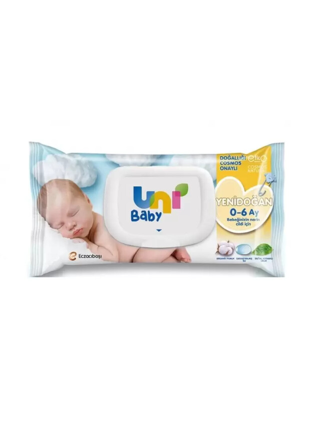Uni Baby Yenidoğan Islak -Pamuk- Mendil 40 Adet - Uni Baby