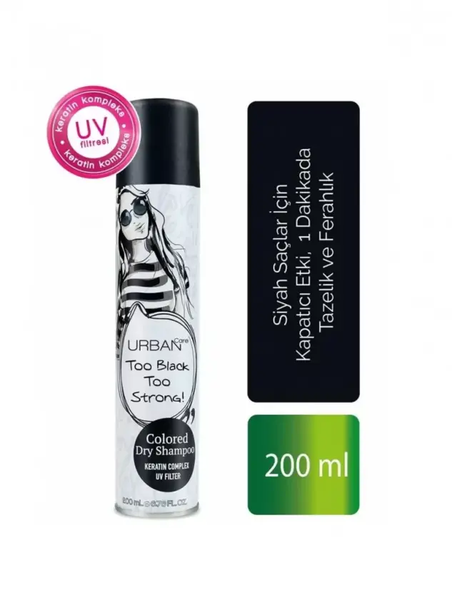 Urban Care Siyah Saçlar İçin Kapatıcı Etki Tazelik ve Ferahlık Veren Kuru Şampuan 200 ml-Tüm Saç Tipi - 1
