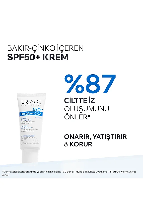 Uriage Bariederm SPF50+ Cilt Bariyeri Onarıcı ve Yüksek Güneş Korumalı Cica Krem 40 ml - 2