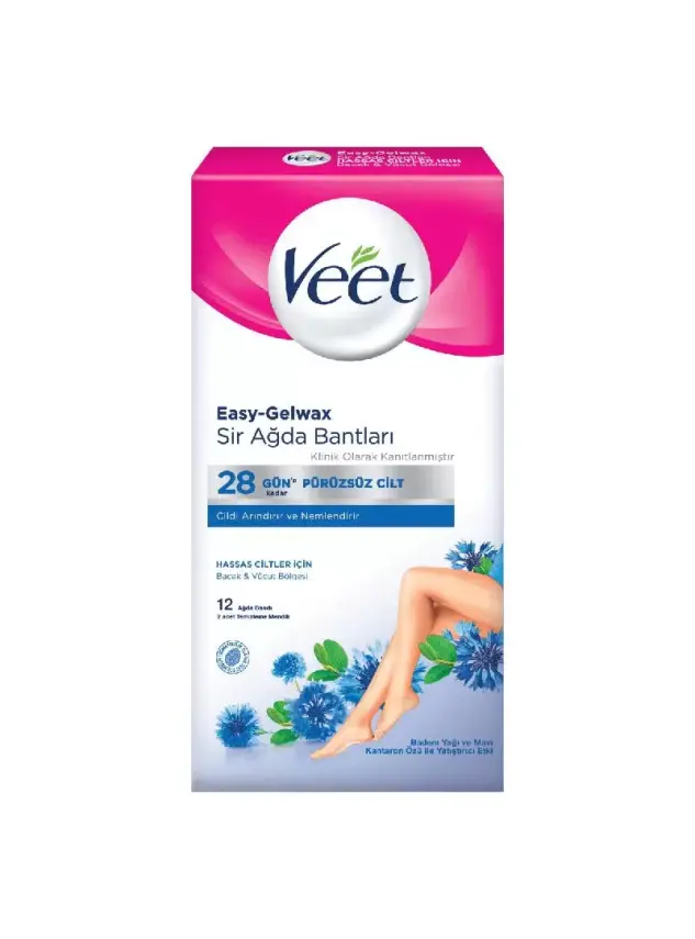 Veet Easy-Gelwax Hassas Cilt 12'li Sir Ağda Bantları - 1