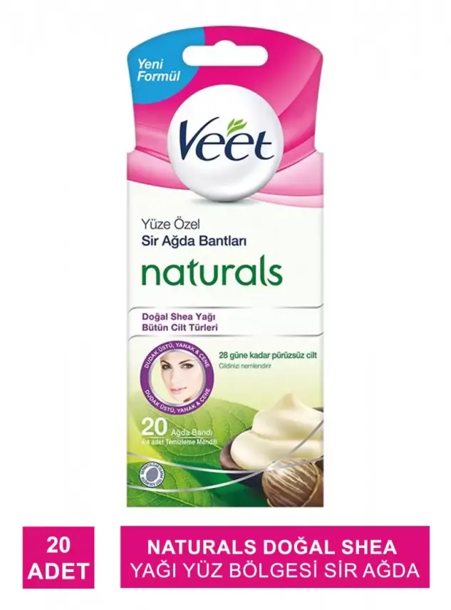 Veet Naturals Doğal Shea Yağı Yüz Bölgesi Sir Ağda Bantları 20 Adet - 2