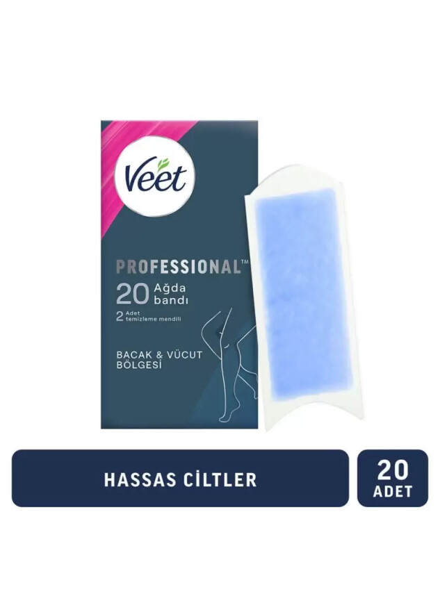 Veet Professional Sir Ağda Bandı Hassas Ciltler İçin - Bacak & Vücut - 20 Adet - Veet