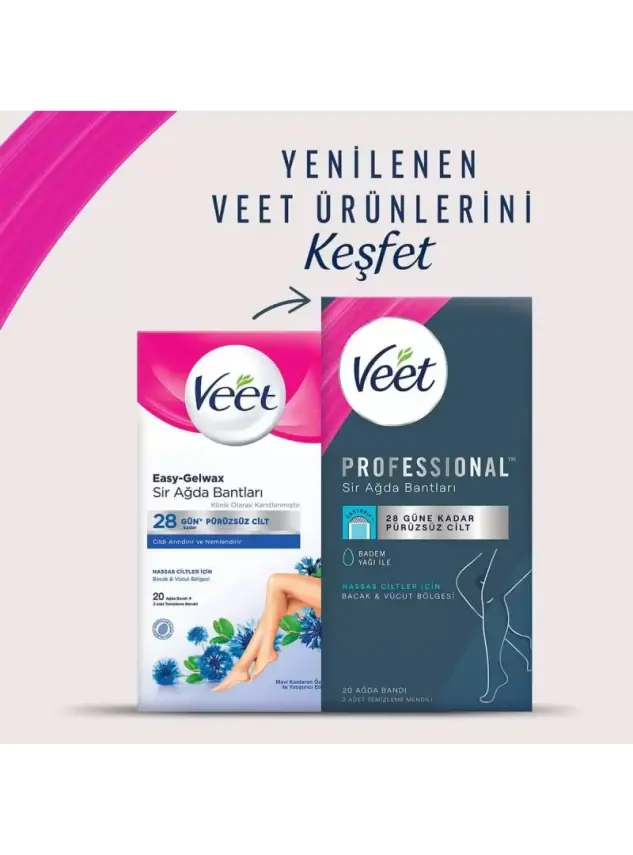Veet Professional Sir Ağda Bandı Hassas Ciltler İçin - Bacak & Vücut - 20 Adet - 2