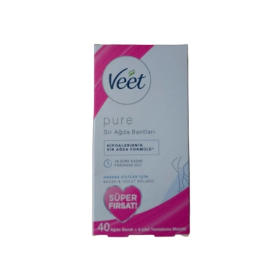 Veet Pure Bacak ve Vücut Bölgesi İçin Hipoalerjenik Sir Ağda Bandı 40lı - Veet