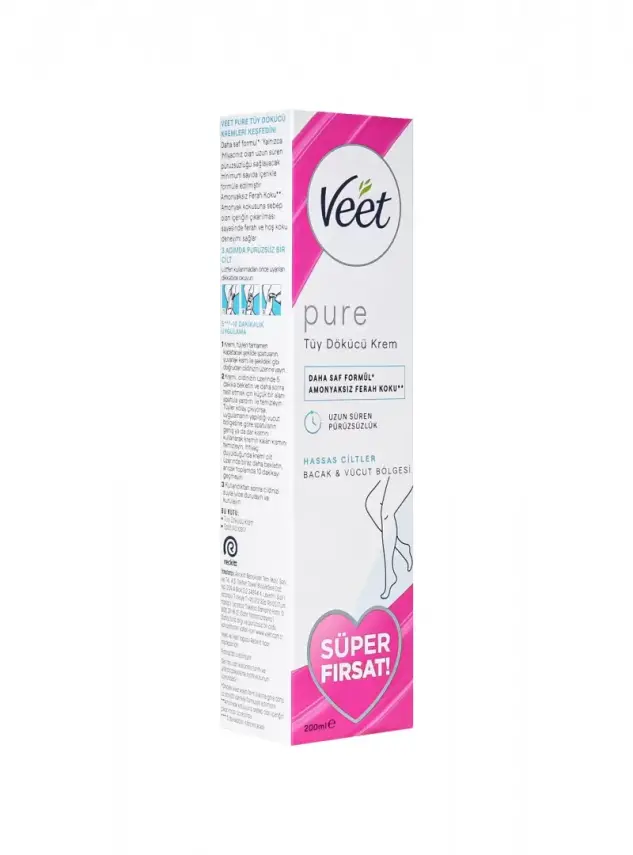 Veet Pure Hassas Ciltler İçin Tüy Dökücü Krem 200 ml - 1