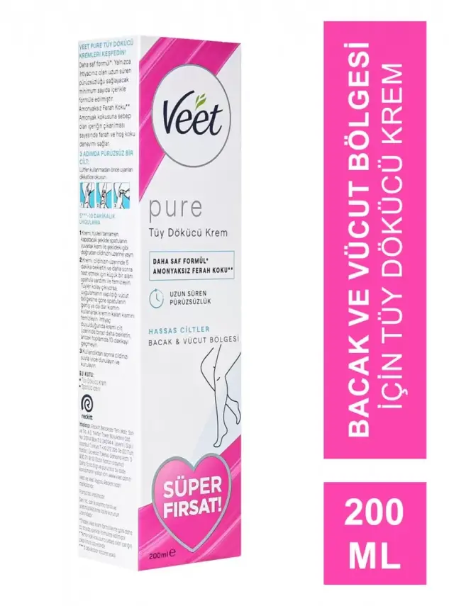 Veet Pure Hassas Ciltler İçin Tüy Dökücü Krem 200 ml - 2
