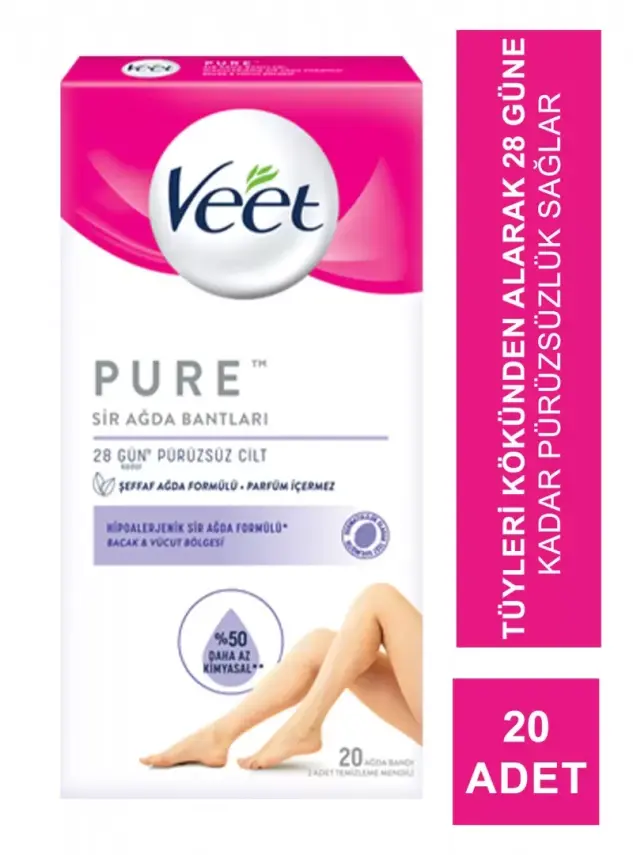 Veet Pure Hipoalerjenik Bacak & Vücut Bölgesi Sir Ağda Bantları 20 Adet - 3