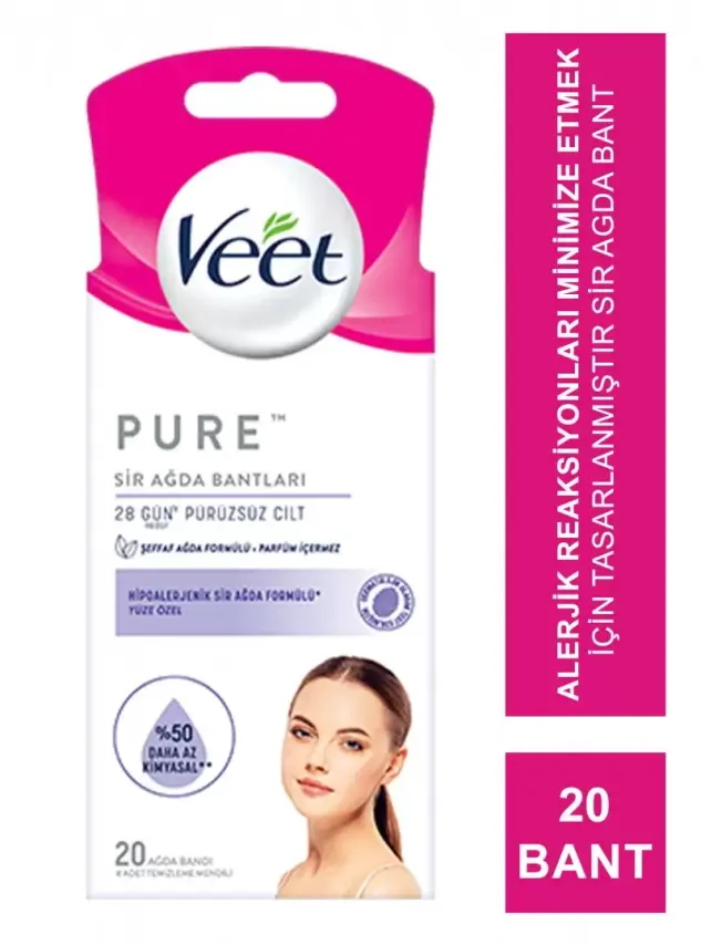 Veet Pure Hipoalerjenik Yüze Özel Sir Ağda Bantları 20'li - 2
