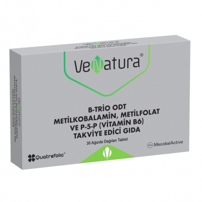 Venatura B-Trio ODT Metilkobalamin Metil Folat ve Vitamin B6 30 Tablet - VeNatura