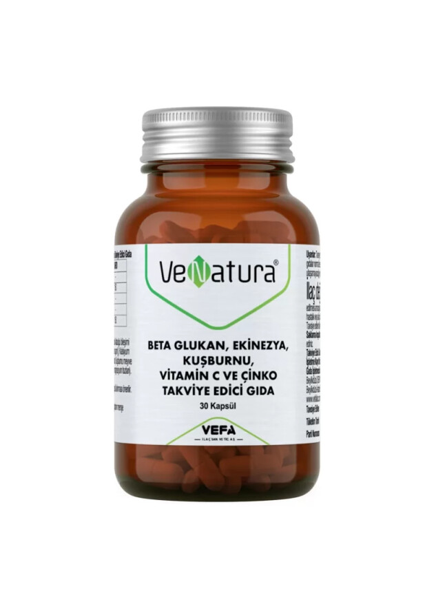 VeNatura Beta Glukan, Ekinezya, Kuşburnu, Vitamin C ve Çinko 30 Kapsül - Venatura