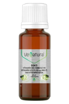 Venatura D3K2 Vitamin D3 1000 IU ve Vitamin K2 11,25 mcg MK-7 Takviye Edici Gıda 20 ml - 2
