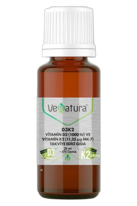 Venatura D3K2 Vitamin D3 1000 IU ve Vitamin K2 11,25 mcg MK-7 Takviye Edici Gıda 20 ml - 2