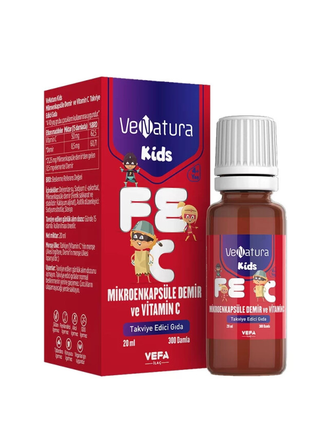 VeNatura Kids Mikroenkapsüle Demir ve Vitamin C Takviye Edici Gıda 20 ml - Venatura