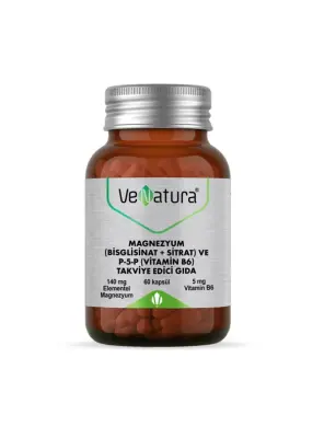 VeNatura Magnezyum -Bisglisinat+Sitrat- ve P5P -Vitamin B6- 60 Kapsül - Venatura