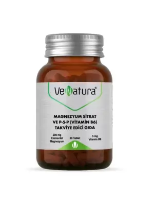 VeNatura Magnezyum Sitrat - P5P - Vitamin B6 - - Takviye Edici Gıda 60 Tablet - Venatura