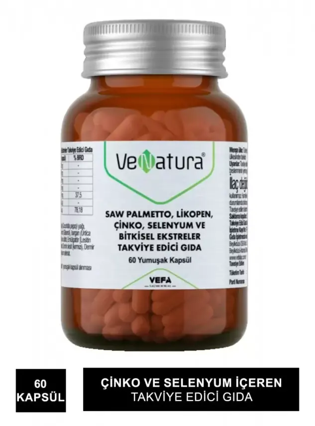 VeNatura Saw Palmetto, Likopen, Çinko, Selenyum 60 Yumuşak Kapsül - 2