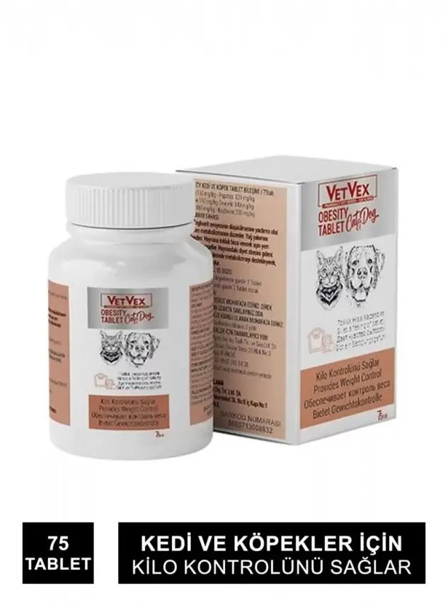 VetVex Obesity Kedi ve Köpek Kilo Kontrolü 75 Tablet - 1