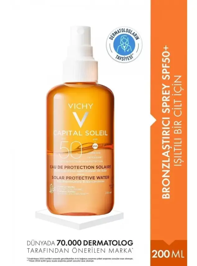 Vichy Capital Soleil SPF 50 Solar Protective Water Bronzlaştırıcı Güneş Koruyucu Sprey 200 ml - 1