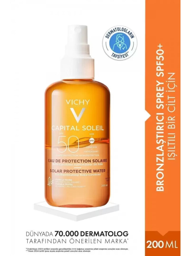 Vichy Capital Soleil SPF 50 Solar Protective Water Bronzlaştırıcı Güneş Koruyucu Sprey 200 ml - Vichy