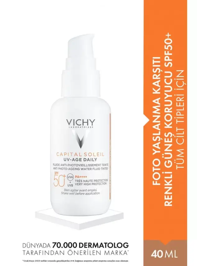 Vichy Capital Soleil UV -Age Daily-Spf 50+ Tinted Foto Yaşlanma Karşıtı Renkli Güneş Kremi 40 ml - 1