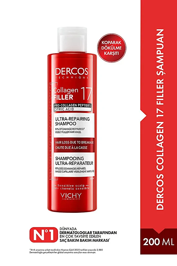 Vichy Dercos Collagen 17 Dolgu Şampuanı 200 ml - 1