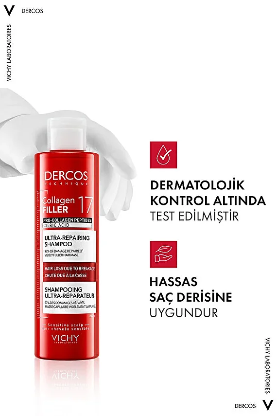 Vichy Dercos Collagen 17 Dolgu Şampuanı 200 ml - 3