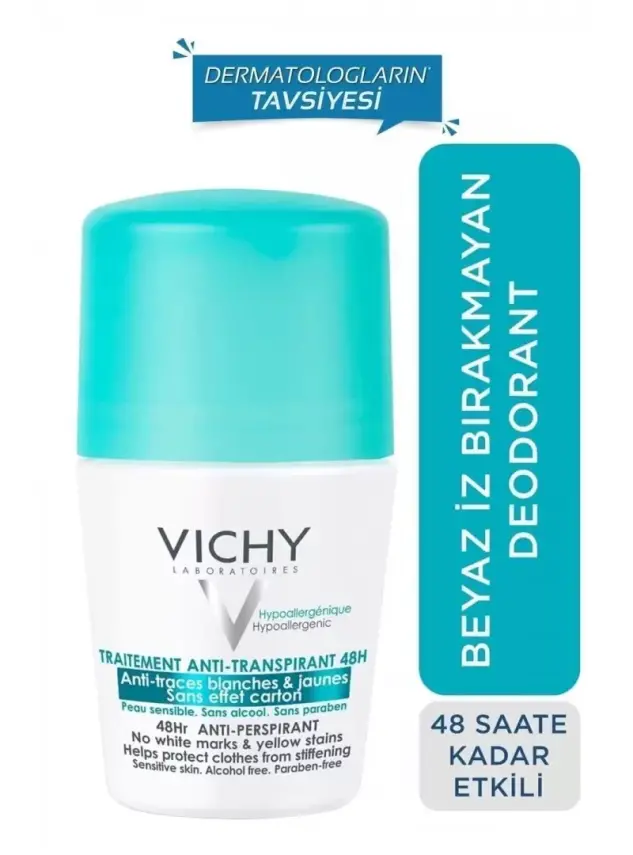 Vichy Deo 48 Saat Etkili Terleme Karşıtı İz Bırakmayan Deodorant Roll-On 50ml - 1